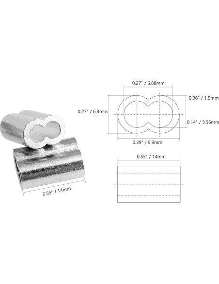 100pcs Manga de Bujes de Aluminio 3mm Doble Orificio PHITUODA