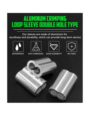 100pcs Manga de Bujes de Aluminio 3mm Doble Orificio PHITUODA