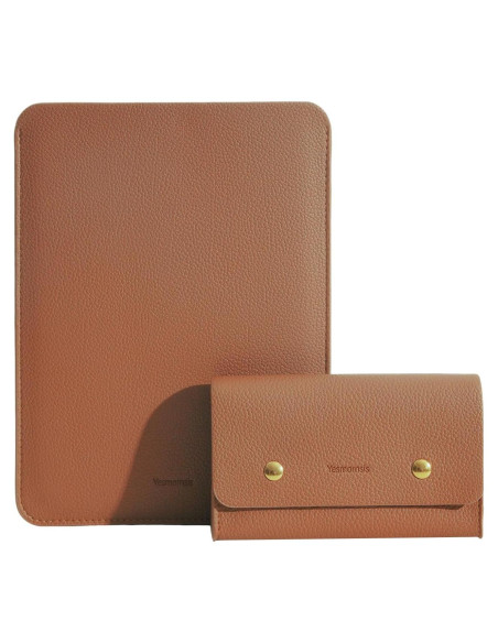 Funda de Laptop Yesmornsis 13" Cuero PU Acolchada Marrón