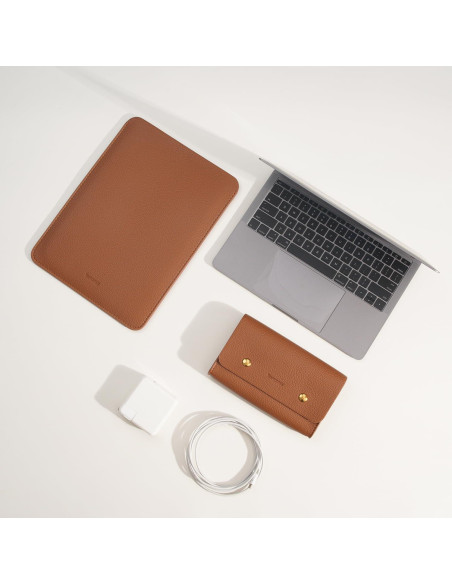 Funda de Laptop Yesmornsis 13" Cuero PU Acolchada Marrón
