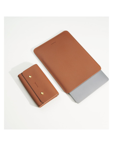 Funda de Laptop Yesmornsis 13" Cuero PU Acolchada Marrón