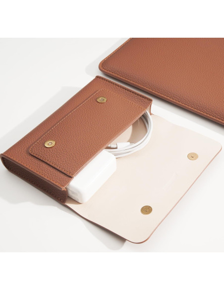 Funda de Laptop Yesmornsis 13" Cuero PU Acolchada Marrón