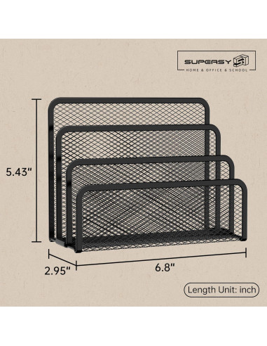 Organizador de Correo SUPEASY de Metal Negro con 3 Compartimentos