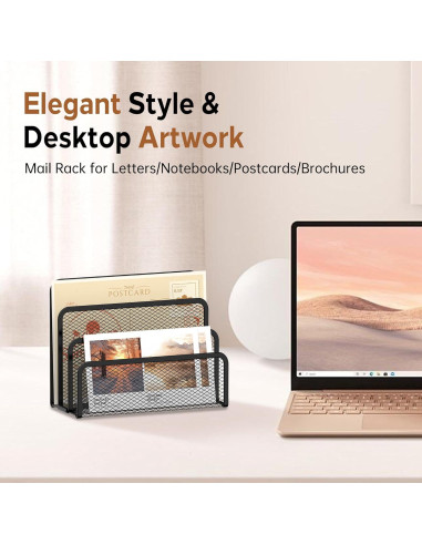 Organizador de Correo SUPEASY de Metal Negro con 3 Compartimentos