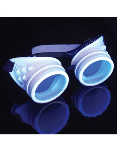 Gafas Steampunk Rave Hyper Vision UMBRELLALABORATORY UV Blancas