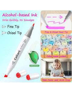 Marcadores Caliart 121 Colores Doble Punta a Base de Alcohol 2