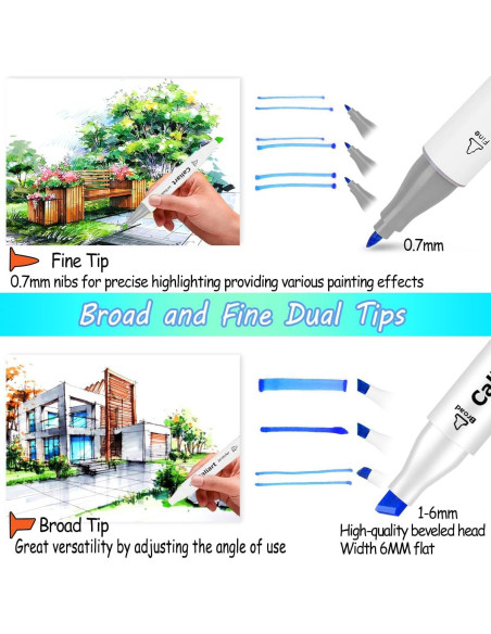 Marcadores Caliart 121 Colores Doble Punta a Base de Alcohol