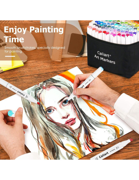 Marcadores Caliart 121 Colores Doble Punta a Base de Alcohol