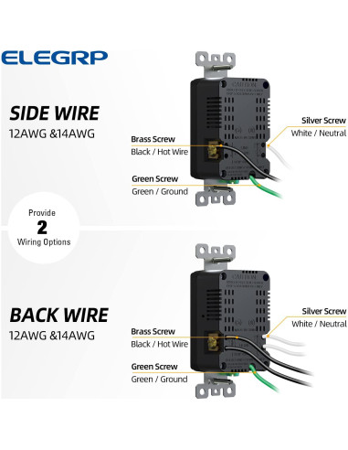 Cargador USB de pared ELEGRP 15A con puertos A y C negro