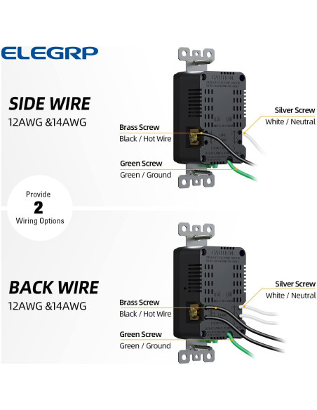 Cargador USB de pared ELEGRP 15A con puertos A y C negro
