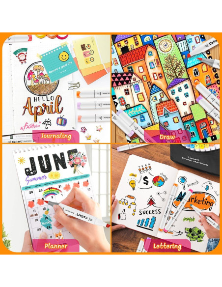 Marcadores Caliart 121 Colores Doble Punta a Base de Alcohol