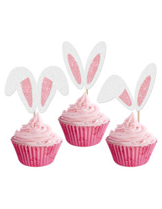 Adornos de Cupcake Rsstarxi 24 Piezas Conejo de Pascua