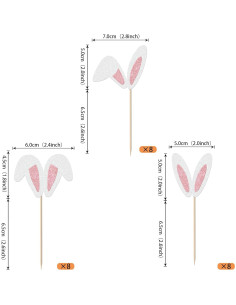 Adornos de Cupcake Rsstarxi 24 Piezas Conejo de Pascua 2