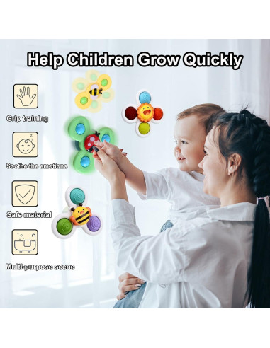 Juguete Spinner con Ventosa PARHILYAR - 6 Piezas para Bebés