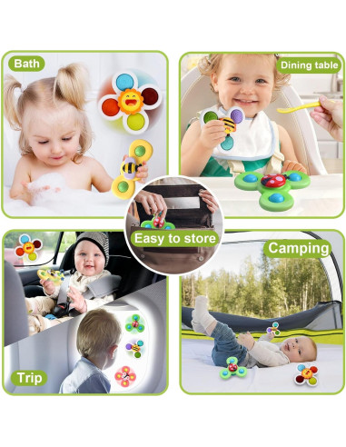 Juguete Spinner con Ventosa PARHILYAR - 6 Piezas para Bebés