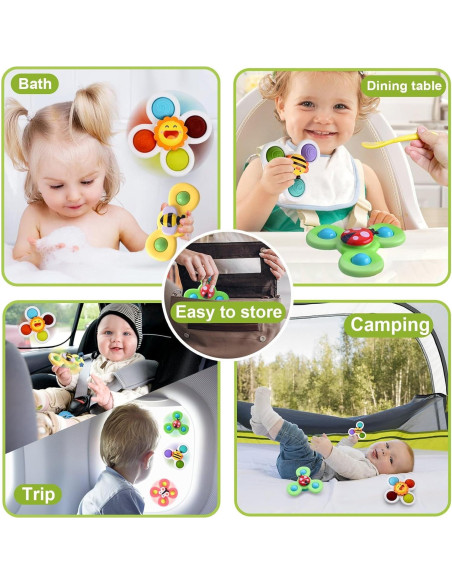 Juguete Spinner con Ventosa PARHILYAR - 6 Piezas para Bebés