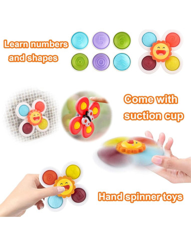 Juguete Spinner con Ventosa PARHILYAR - 6 Piezas para Bebés
