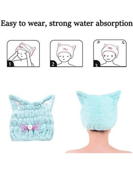 Toalla de Secado Rápido para Cabello Mdoahny Gato Azul