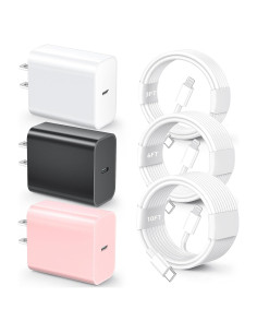 Cargador Rápido 20W MFi para iPhone 14/13/12/11 - Paquete de 3