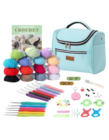 Kit de Crochet Lewhoo para Principiantes con 62 Piezas y Hilo