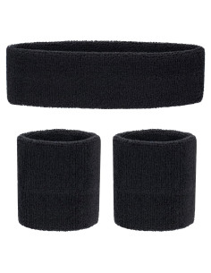 Conjunto Diadema y Muñequera Deportiva FACATH Algodón Negro