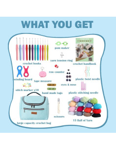 Kit de Crochet Lewhoo para Principiantes con 62 Piezas y Hilo 2