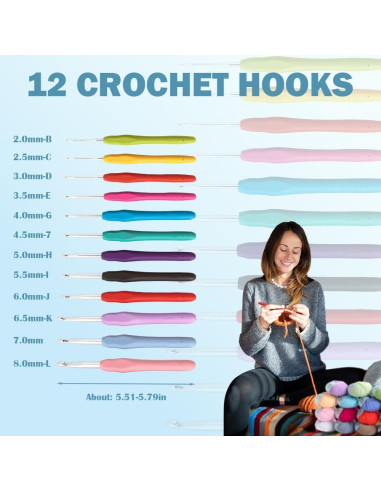 Kit de Crochet Lewhoo para Principiantes con 62 Piezas y Hilo
