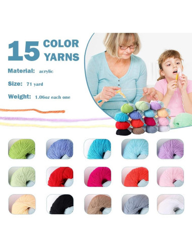 Kit de Crochet Lewhoo para Principiantes con 62 Piezas y Hilo