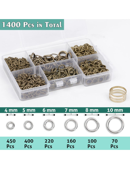 1400 Anillos de Salto Bronce Antiguo GMMA para Joyas DIY