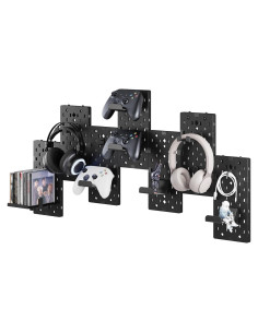 Soporte de Pared Modular PEGZONE para Controladores y Auriculares, 7 Piezas, Negro