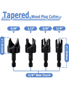 Juego de 8 Brocas para Cortar Tapones de Madera Mesee 1/4" 2