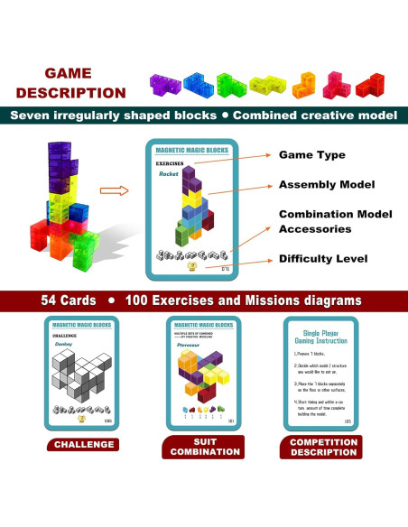 Bloques de Construcción Magnéticos 3D OUXIA - Set de 7 Piezas