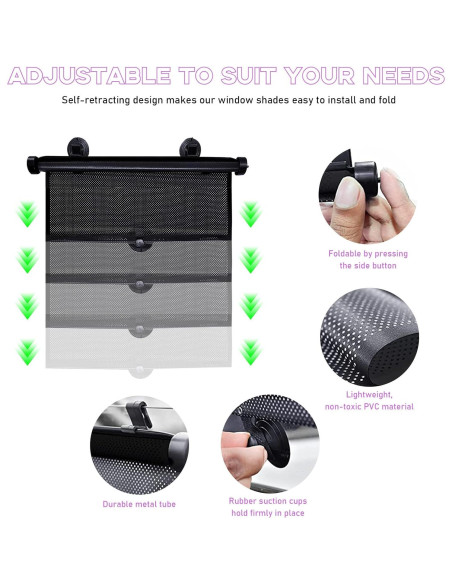 Cortina Solar para Ventana Lateral de Auto Povtii 39.6x45.2cm 2PCS
