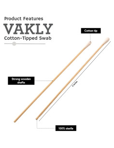 Aplicadores de Algodón Estériles Vakly 15.24 cm - 200 Unidades 2