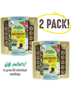 Kit de Inicio de Semillas Jiffy - 2 Bandejas 34 Celdas 68 Pellets 2