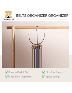 Organizador de Cinturones ZEDODIER Negro, Metal Antideslizante 2