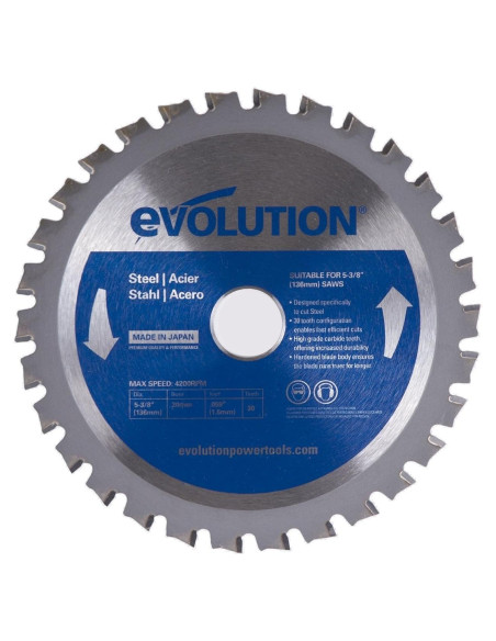 Hoja de sierra Evolution 5-3/8" para acero suave 30 dientes