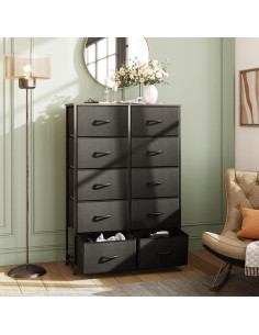Cajonera Alta WLIVE Negra de 10 Cajones para Dormitorio 2