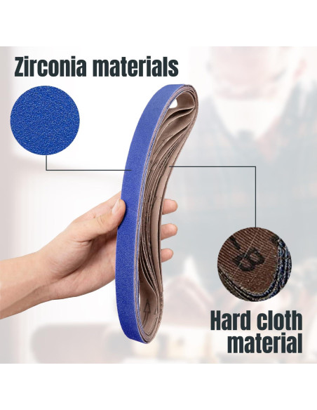 Cintas de Lijado Circonio 1x30" POWERTEC 60 Granos 6PK