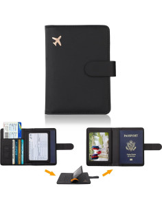 Porta Pasaporte Cnycmy con Bloqueo RFID y Ranura para Tarjeta 2