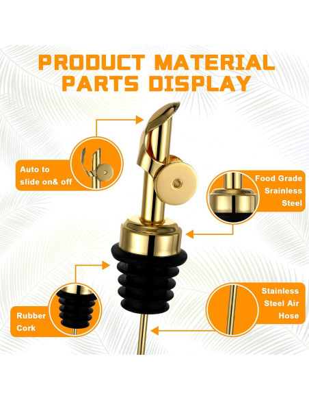 Vertedores de Aceite de Oliva Blulu 24 Piezas Acero Inoxidable Oro