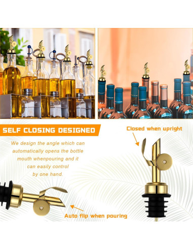 Vertedores de Aceite de Oliva Blulu 24 Piezas Acero Inoxidable Oro