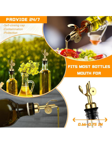 Vertedores de Aceite de Oliva Blulu 24 Piezas Acero Inoxidable Oro