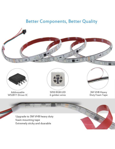 Tira LED Direccionable ALITOVE WS2811 5m 150 LEDs RGB IP65