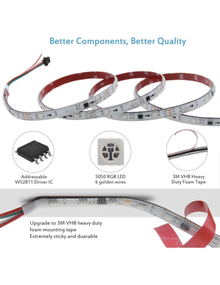 Tira LED Direccionable ALITOVE WS2811 5m 150 LEDs RGB IP65