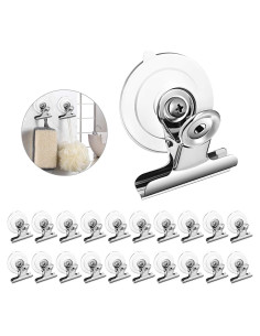 20 Clips de Ventosa Aufind de Plástico para Baño y Cocina