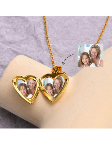 Collar Locket Corazón Abierto KunBead 50 cm Acero Inoxidable