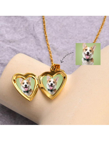 Collar Locket Corazón Abierto KunBead 50 cm Acero Inoxidable