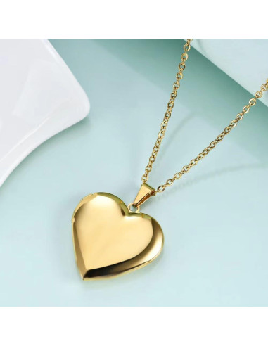 Collar Locket Corazón Abierto KunBead 50 cm Acero Inoxidable
