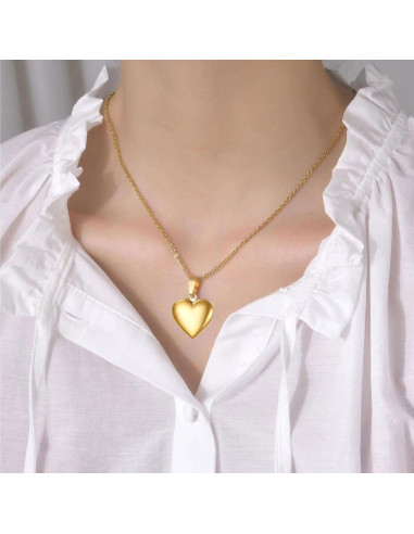 Collar Locket Corazón Abierto KunBead 50 cm Acero Inoxidable